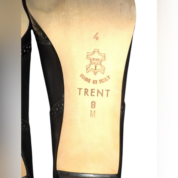 Brighton Trent Black Leather WingTip Brogue Pointed Toe Heels Shoes Women Sz 8 M - Picture 8 of 8